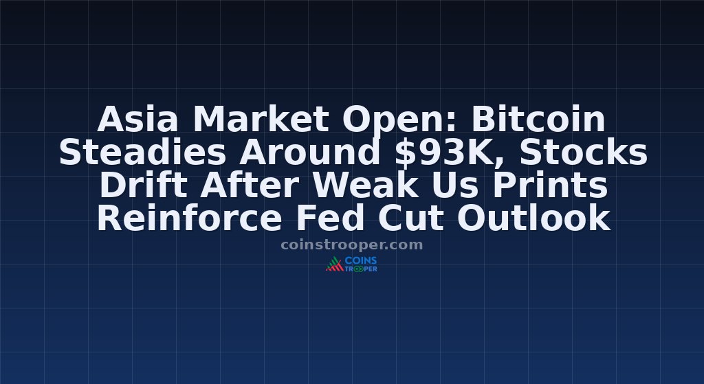 Asia Market Open: Bitcoin Steadies Around $93K, Stocks Drift After Weak Us Prints Reinforce Fed Cut Outlook