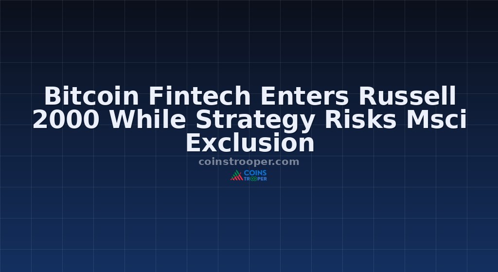 Bitcoin Fintech Enters Russell 2000 While Strategy Risks Msci Exclusion