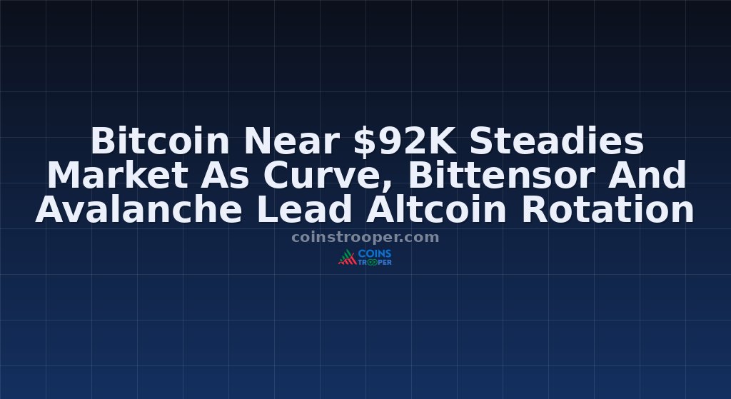 Bitcoin Near $92K Steadies Market As Curve, Bittensor And Avalanche Lead Altcoin Rotation