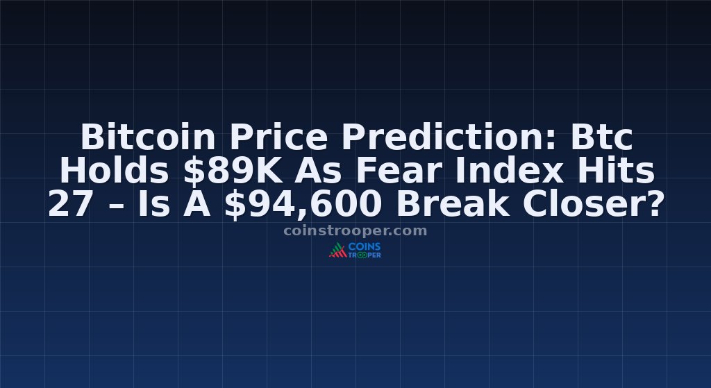 Bitcoin Price Prediction: Btc Holds $89K As Fear Index Hits 27 – Is A $94,600 Break Closer?