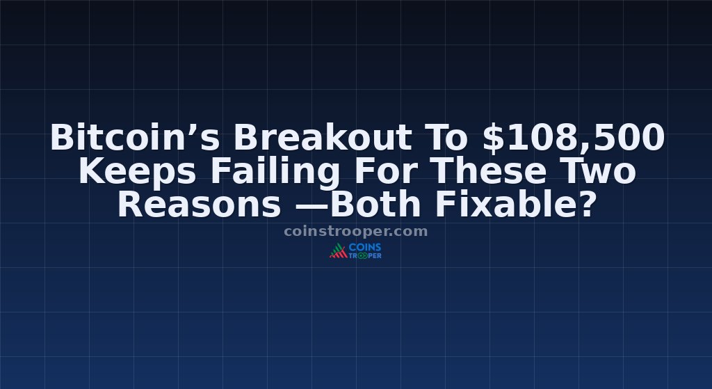 Bitcoin’s Breakout To $108,500 Keeps Failing For These Two Reasons —Both Fixable?