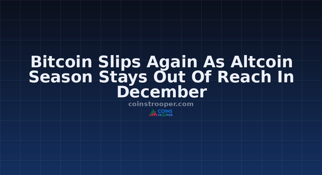 Bitcoin Slips Again As Altcoin Season Stays Out Of Reach In December