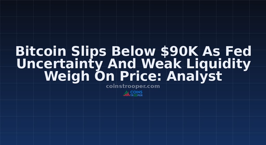Bitcoin Slips Below $90K As Fed Uncertainty And Weak Liquidity Weigh On Price: Analyst