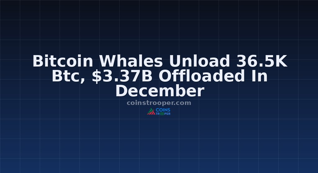 Bitcoin Whales Unload 36.5K Btc, $3.37B Offloaded In December