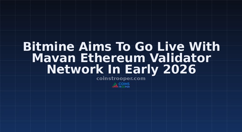 Bitmine Aims To Go Live With Mavan Ethereum Validator Network In Early 2026 