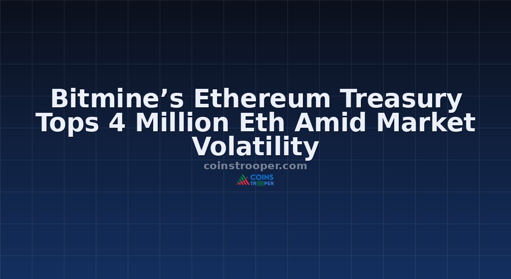 Bitmine’s Ethereum Treasury Tops 4 Million Eth Amid Market Volatility