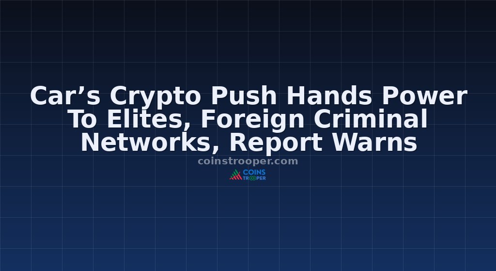 Car’s Crypto Push Hands Power To Elites, Foreign Criminal Networks, Report Warns