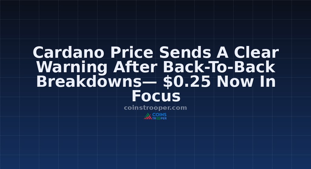Cardano Price Sends A Clear Warning After Back-To-Back Breakdowns— $0.25 Now In Focus