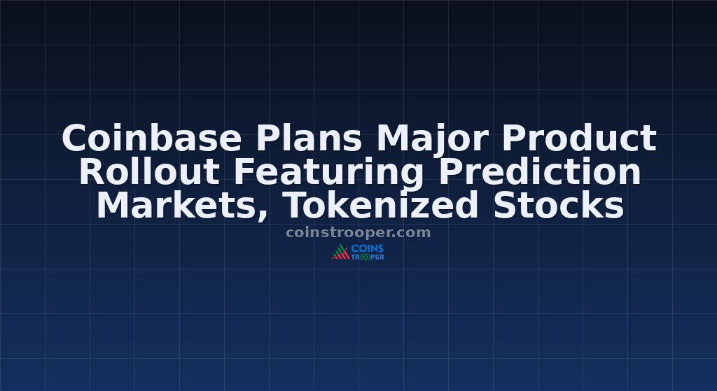 Coinbase Plans Major Product Rollout Featuring Prediction Markets, Tokenized Stocks