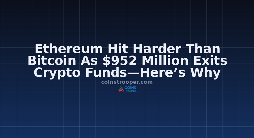 Ethereum Hit Harder Than Bitcoin As $952 Million Exits Crypto Funds—Here’s Why