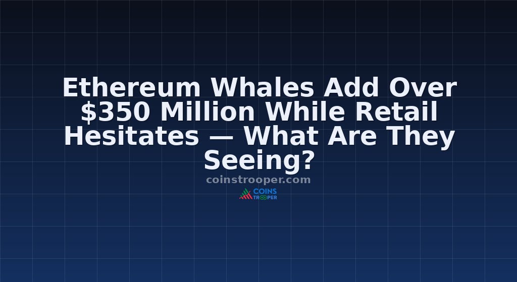 Ethereum Whales Add Over $350 Million While Retail Hesitates — What Are They Seeing?