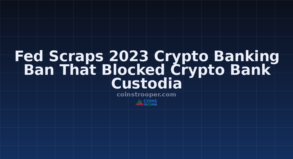 Fed Scraps 2023 Crypto Banking Ban That Blocked Crypto Bank Custodia
