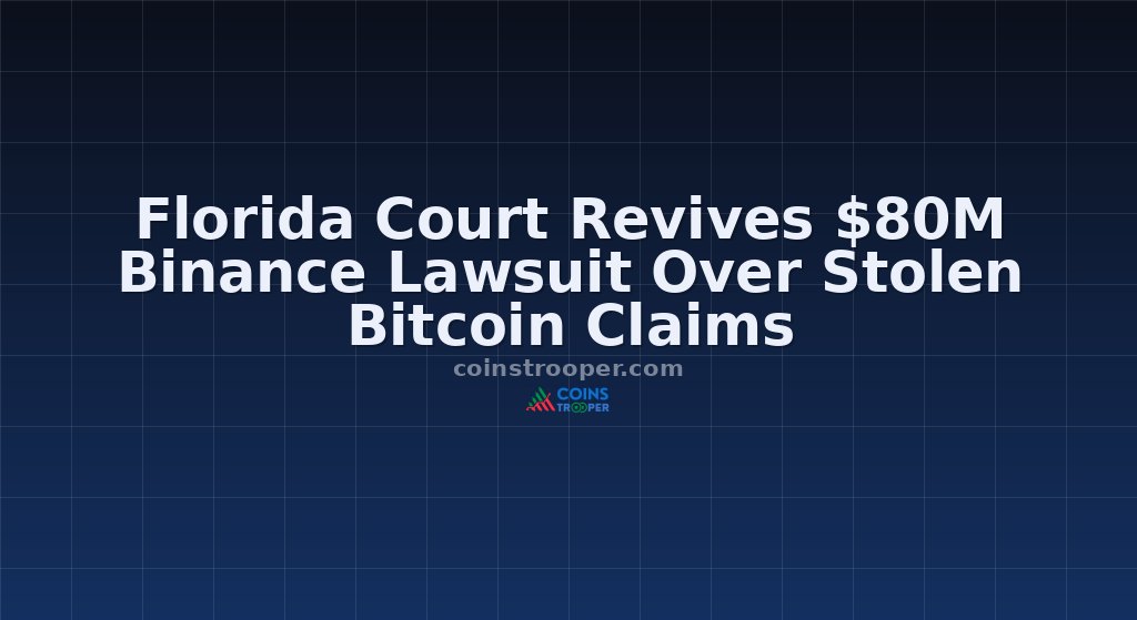 Florida Court Revives $80M Binance Lawsuit Over Stolen Bitcoin Claims