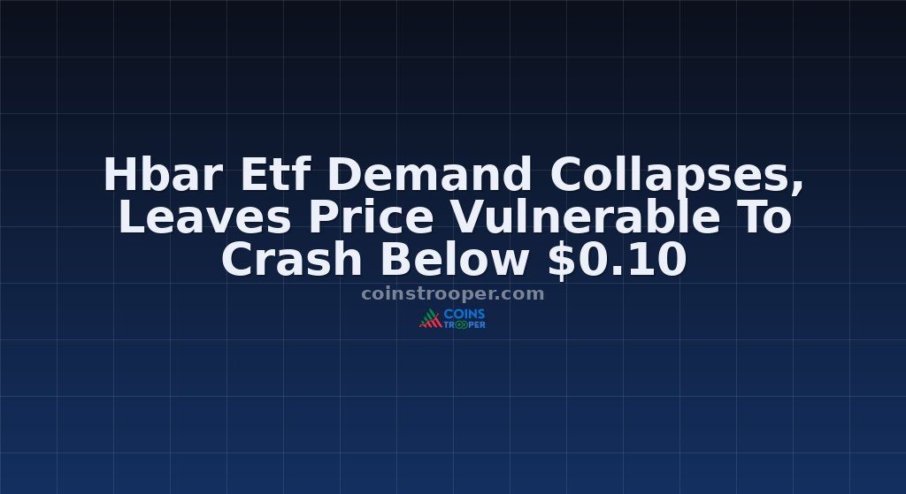 Hbar Etf Demand Collapses, Leaves Price Vulnerable To Crash Below $0.10