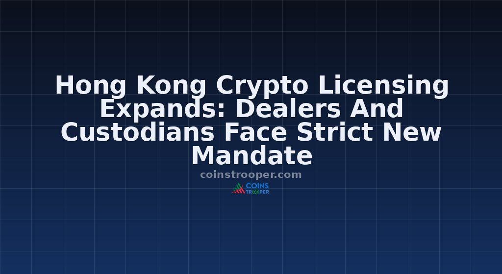 Hong Kong Crypto Licensing Expands: Dealers And Custodians Face Strict New Mandate