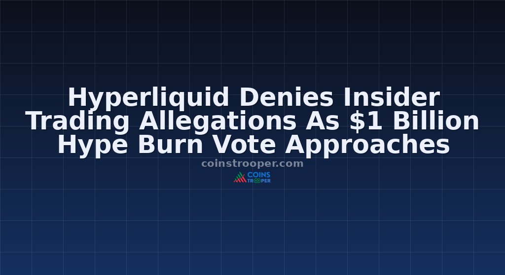 Hyperliquid Denies Insider Trading Allegations As $1 Billion Hype Burn Vote Approaches