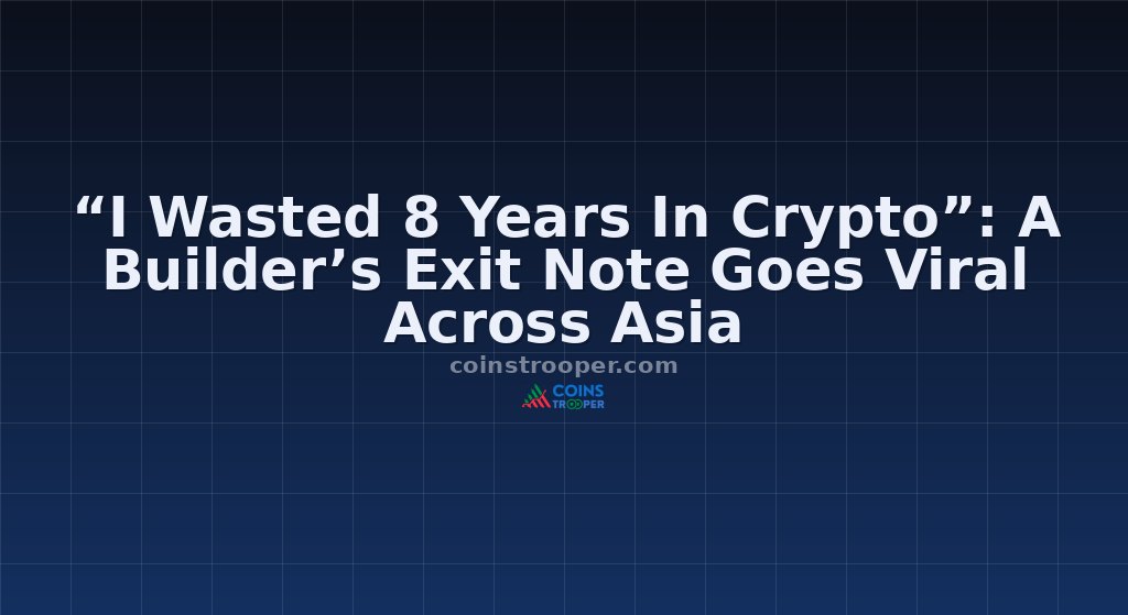 “I Wasted 8 Years In Crypto”: A Builder’s Exit Note Goes Viral Across Asia