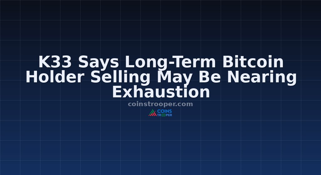 K33 Says Long-Term Bitcoin Holder Selling May Be Nearing Exhaustion