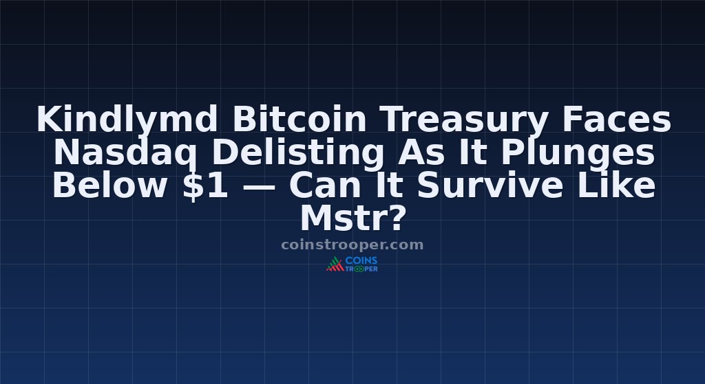 Kindlymd Bitcoin Treasury Faces Nasdaq Delisting As It Plunges Below $1 — Can It Survive Like Mstr?