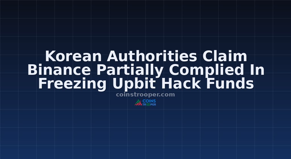 Korean Authorities Claim Binance Partially Complied In Freezing Upbit Hack Funds