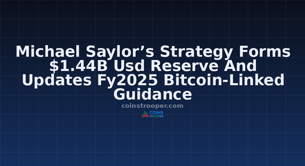 Michael Saylor’s Strategy Forms $1.44B Usd Reserve And Updates Fy2025 Bitcoin-Linked Guidance