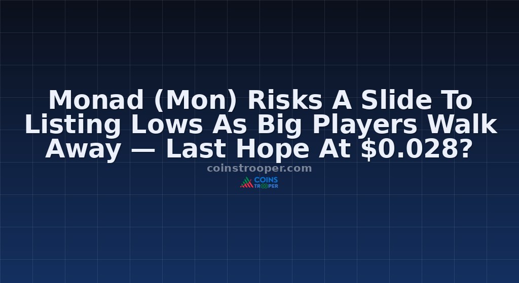 Monad (Mon) Risks A Slide To Listing Lows As Big Players Walk Away — Last Hope At $0.028?