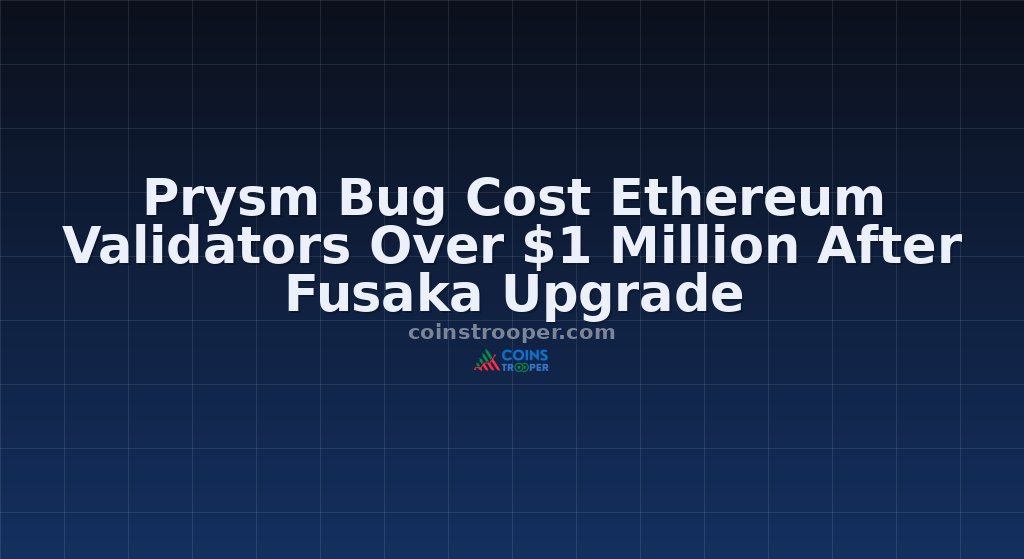 Prysm Bug Cost Ethereum Validators Over $1 Million After Fusaka Upgrade