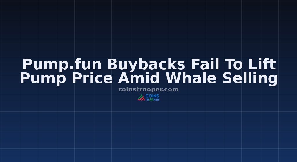 Pump.fun Buybacks Fail To Lift Pump Price Amid Whale Selling