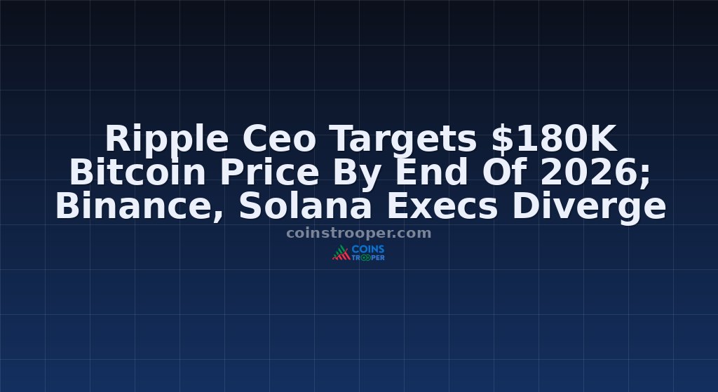 Ripple Ceo Targets $180K Bitcoin Price By End Of 2026; Binance, Solana Execs Diverge