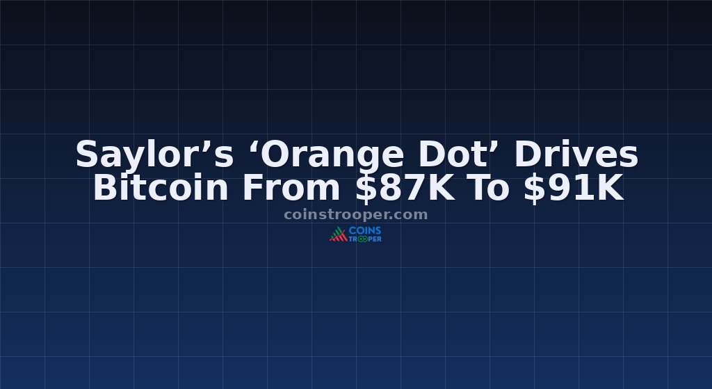 Saylor’s ‘Orange Dot’ Drives Bitcoin From $87K To $91K