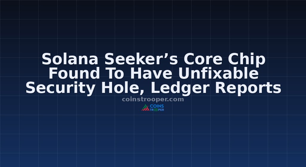 Solana Seeker’s Core Chip Found To Have Unfixable Security Hole, Ledger Reports