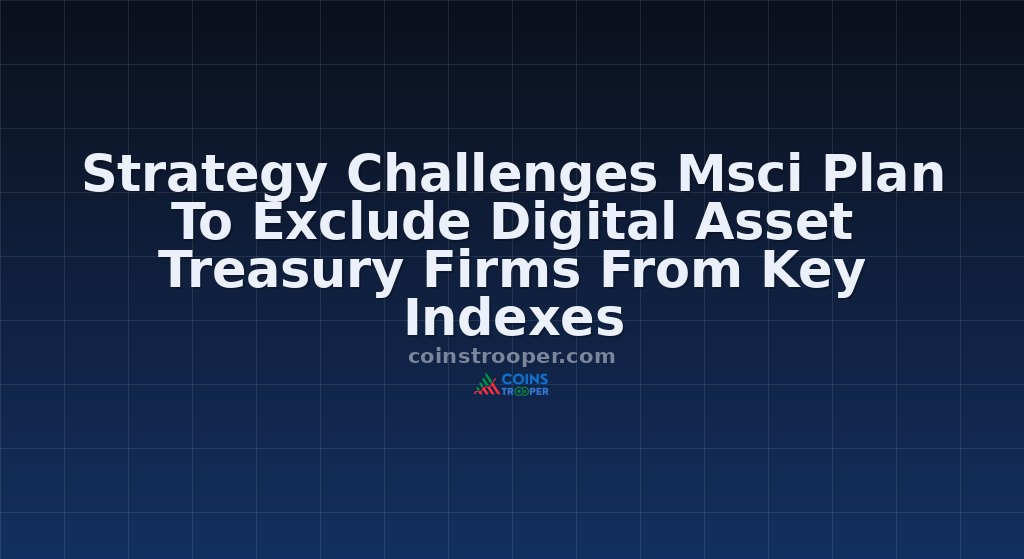Strategy Challenges Msci Plan To Exclude Digital Asset Treasury Firms From Key Indexes
