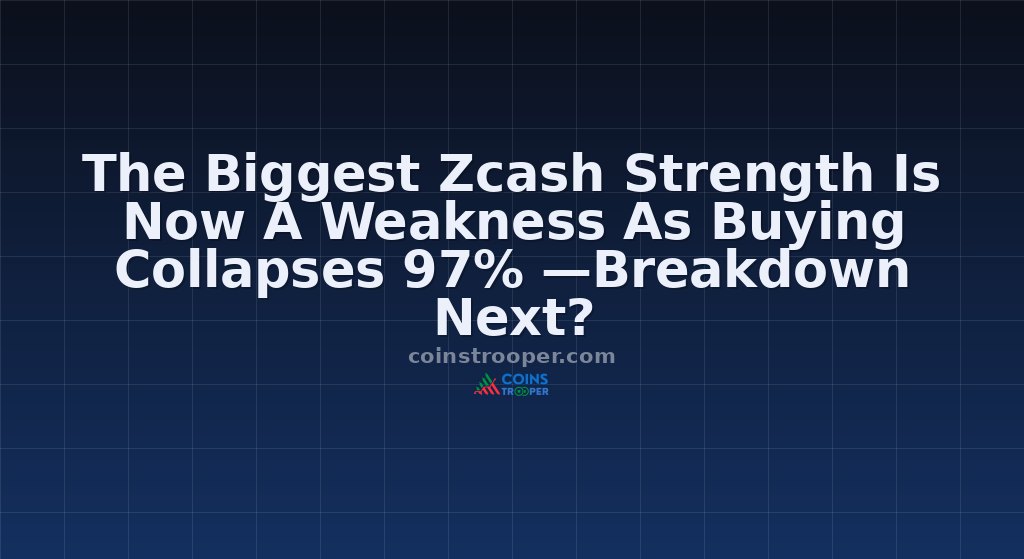 The Biggest Zcash Strength Is Now A Weakness As Buying Collapses 97% —Breakdown Next?