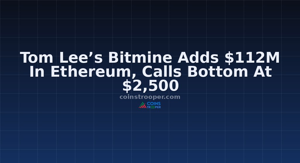 Tom Lee’s Bitmine Adds $112M In Ethereum, Calls Bottom At $2,500