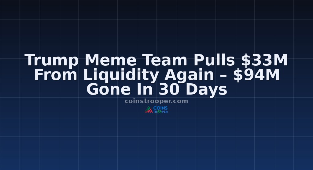 Trump Meme Team Pulls $33M From Liquidity Again – $94M Gone In 30 Days