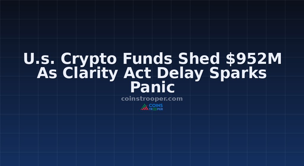 U.s. Crypto Funds Shed $952M As Clarity Act Delay Sparks Panic