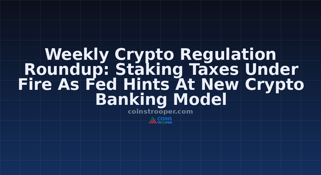 Weekly Crypto Regulation Roundup: Staking Taxes Under Fire As Fed Hints At New Crypto Banking Model