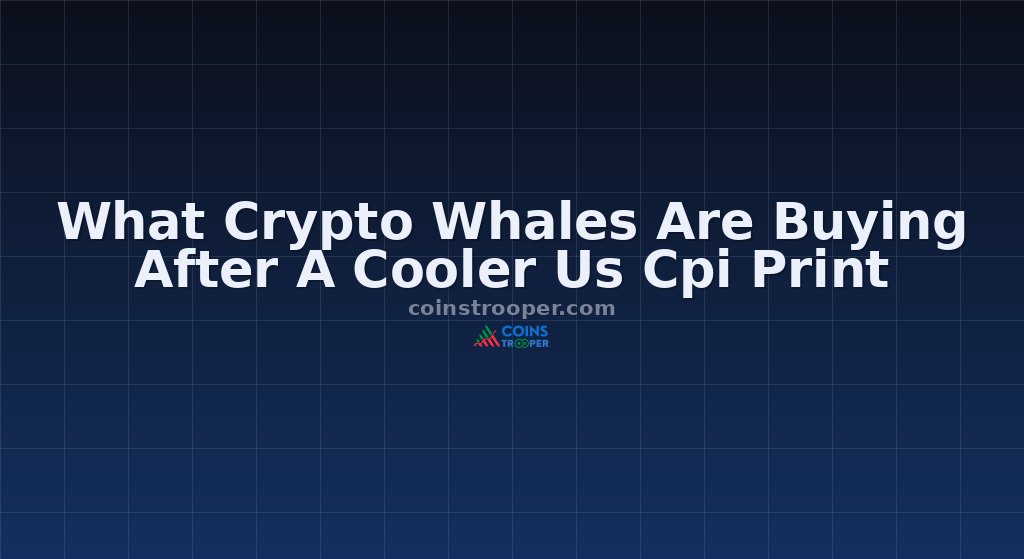 What Crypto Whales Are Buying After A Cooler Us Cpi Print
