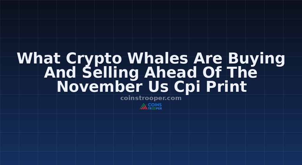 What Crypto Whales Are Buying And Selling Ahead Of The November Us Cpi Print