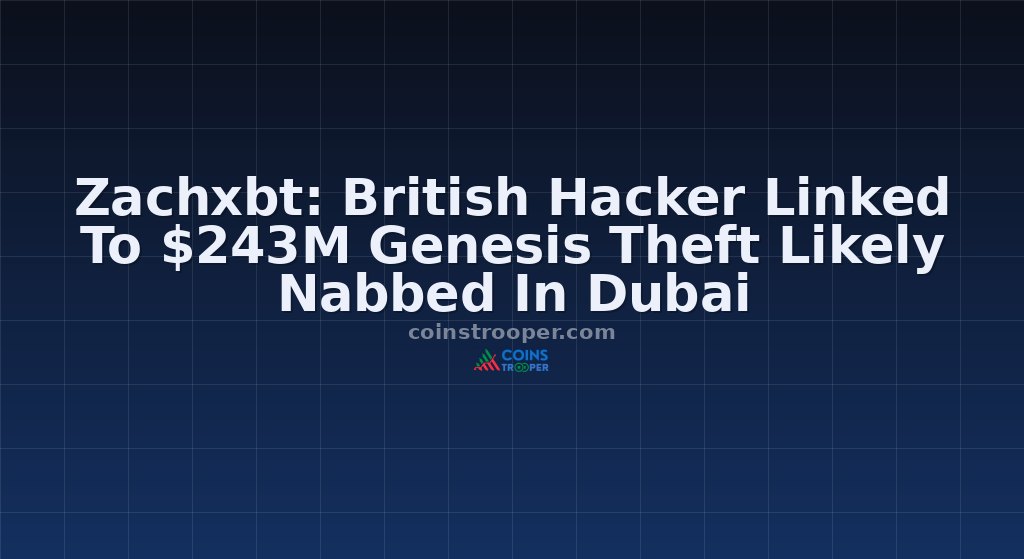 Zachxbt: British Hacker Linked To $243M Genesis Theft Likely Nabbed In Dubai