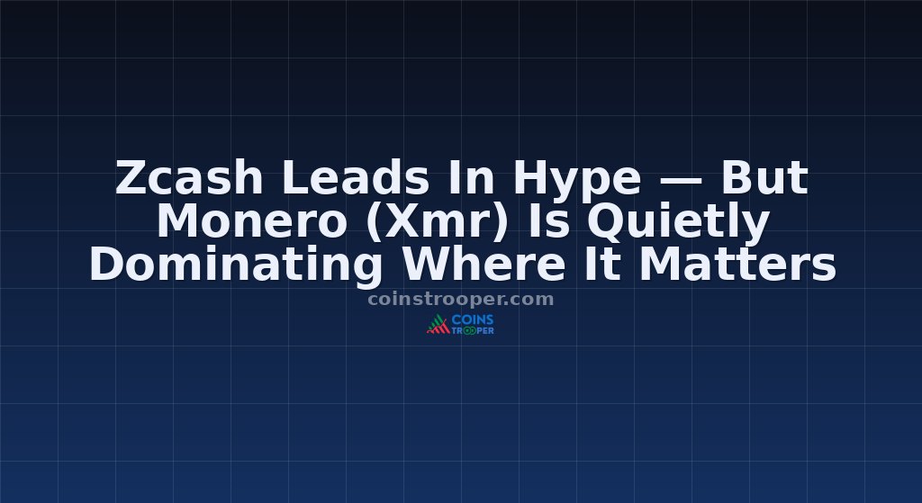  Zcash Leads In Hype — But Monero (Xmr) Is Quietly Dominating Where It Matters