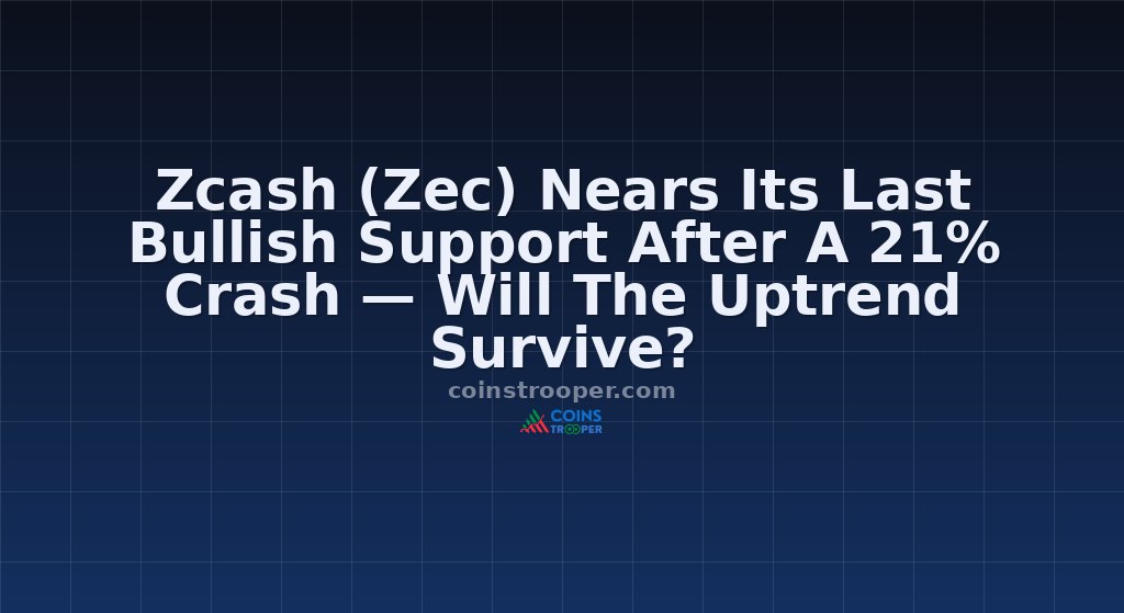 Zcash (Zec) Nears Its Last Bullish Support After A 21% Crash — Will The Uptrend Survive?
