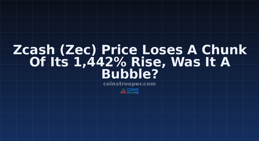 Zcash (Zec) Price Loses A Chunk Of Its 1,442% Rise, Was It A Bubble?