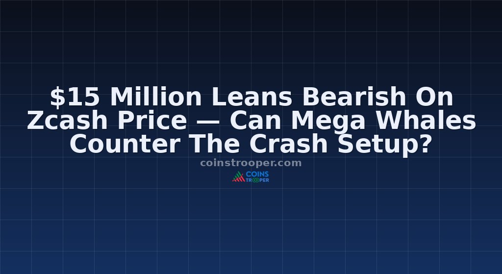 $15 Million Leans Bearish On Zcash Price — Can Mega Whales Counter The Crash Setup?