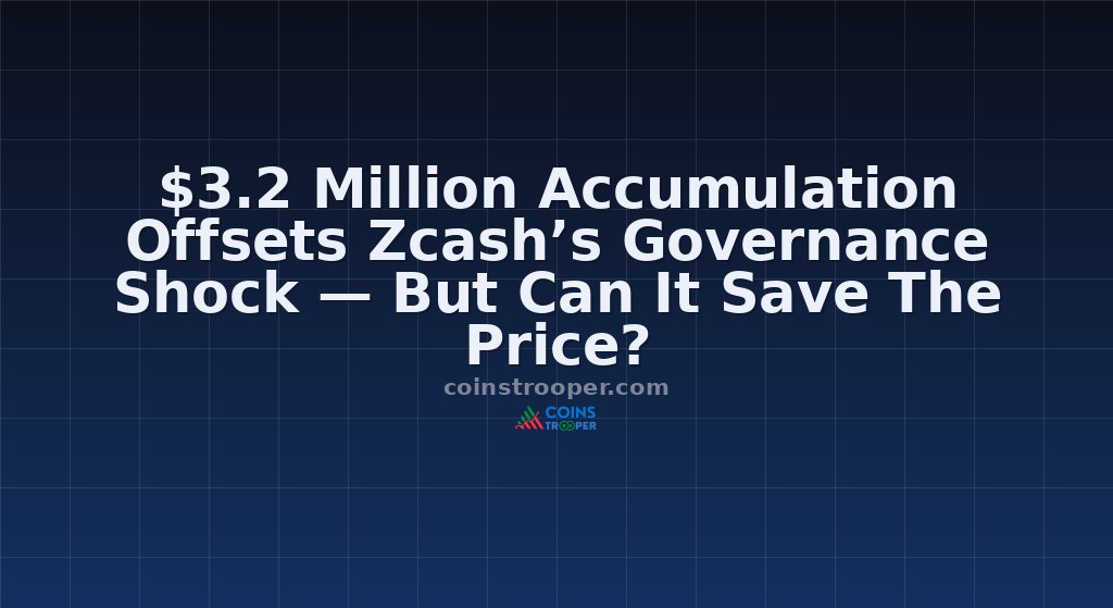 $3.2 Million Accumulation Offsets Zcash’s Governance Shock — But Can It Save The Price?