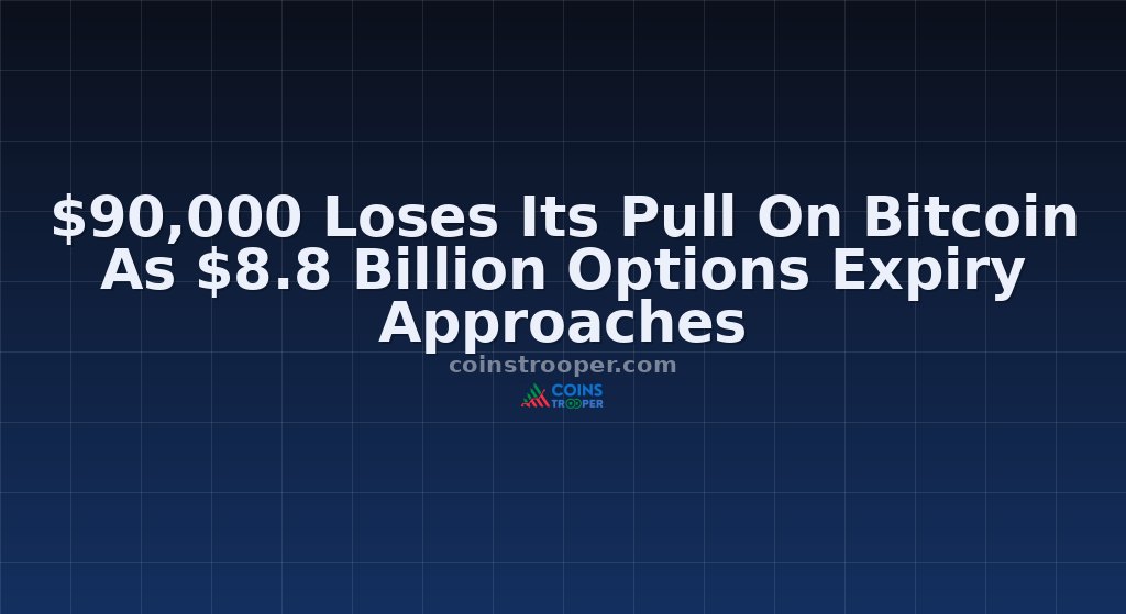 $90,000 Loses Its Pull On Bitcoin As $8.8 Billion Options Expiry Approaches