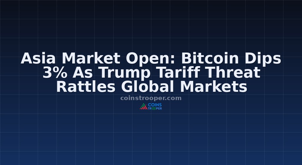 Asia Market Open: Bitcoin Dips 3% As Trump Tariff Threat Rattles Global Markets
