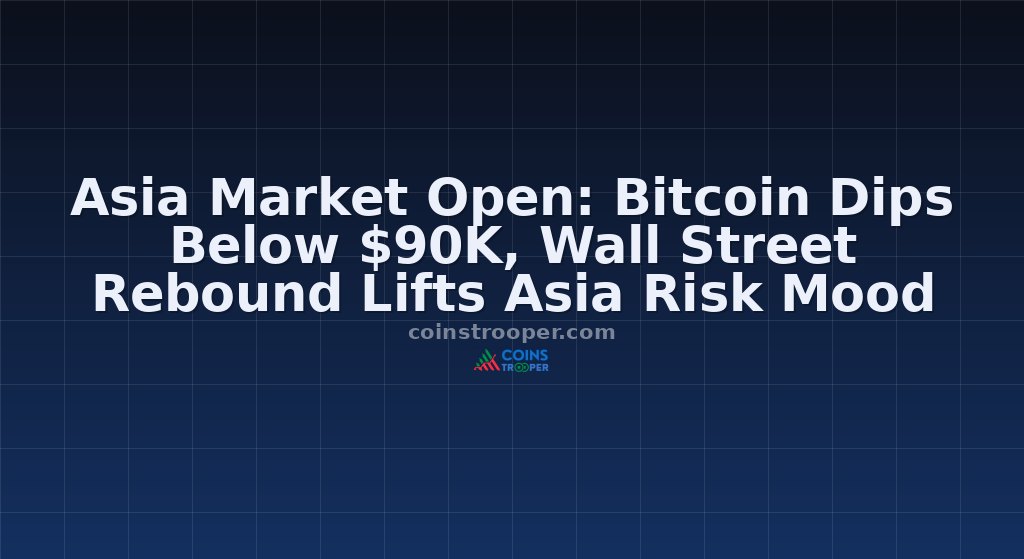 Asia Market Open: Bitcoin Dips Below $90K, Wall Street Rebound Lifts Asia Risk Mood