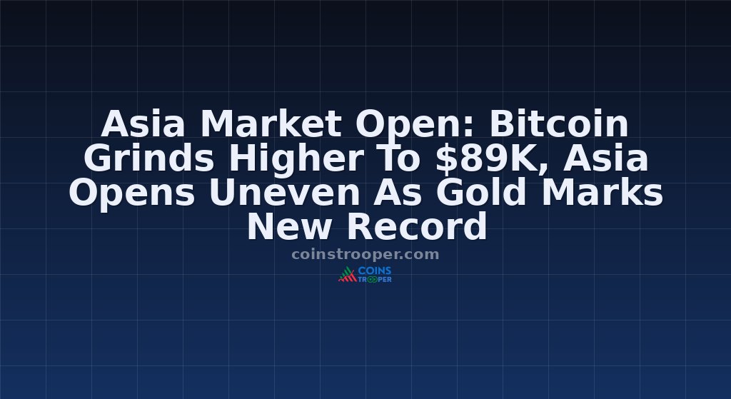 ​​Asia Market Open: Bitcoin Grinds Higher To $89K, Asia Opens Uneven As Gold Marks New Record