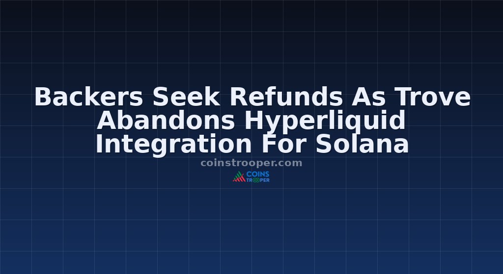 Backers Seek Refunds As Trove Abandons Hyperliquid Integration For Solana